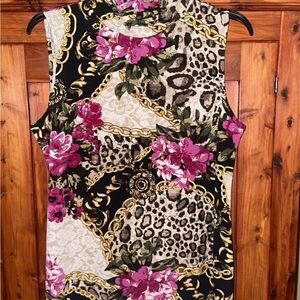 Susan Graver Women’s Printed Liquid Knit High Neck Sleeveless Top Medium NWOT